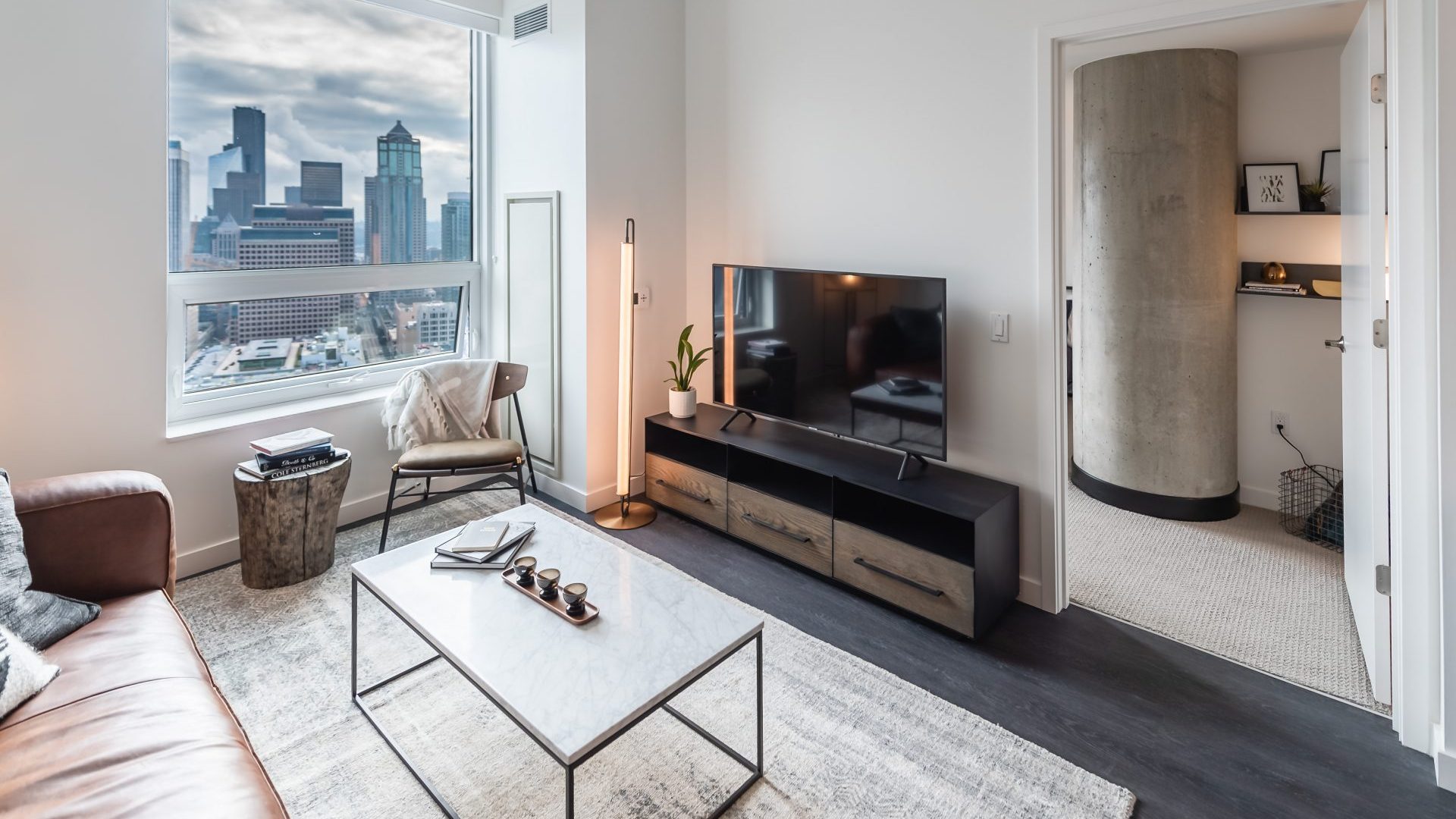 Modern Living Rooms At Arrivé Apartments in Seattle, WA